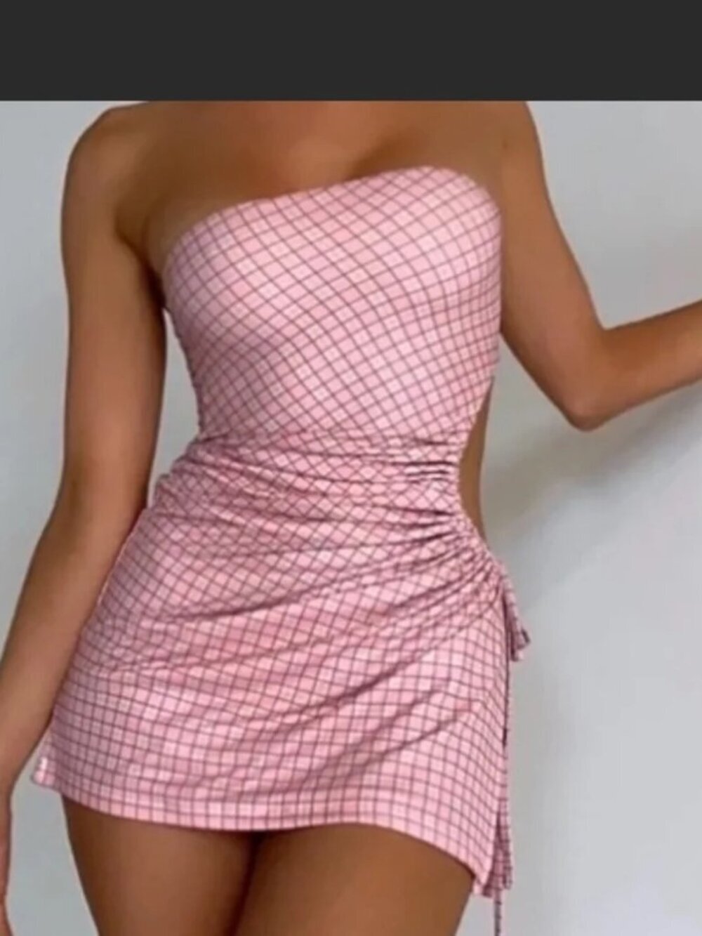 Outcast Plaid Strapless Mini Dress